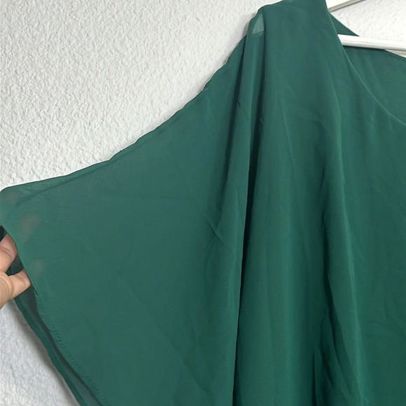 Scarlett Asymmetrical Dress in Deep Green - Picture 3 of 11